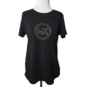 MK Michael Kors Black Short Sleeve T-shirt Logo Embellished Size Large L